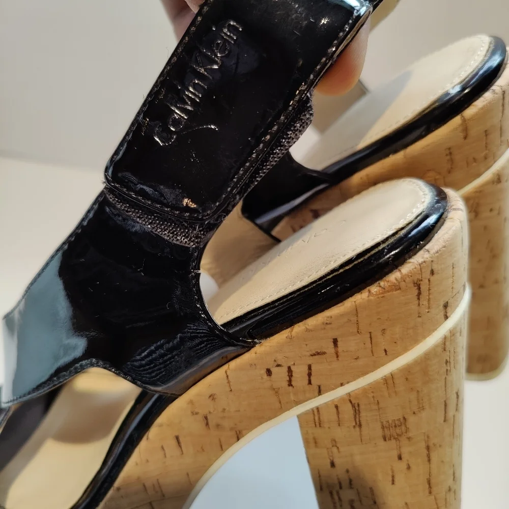 Calvin Klein Black Patent Leather TAMRA Heels